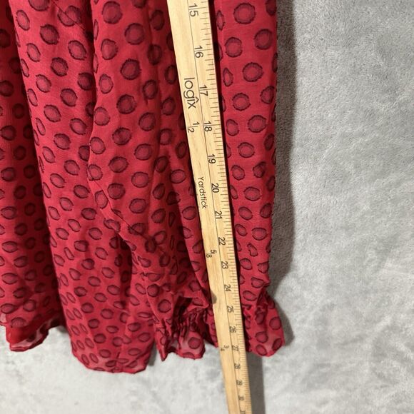 Calvin Klein Top 3X Plus Red Polka Dot Poet Sleeve Office Mature Holiday - Picture 7 of 10